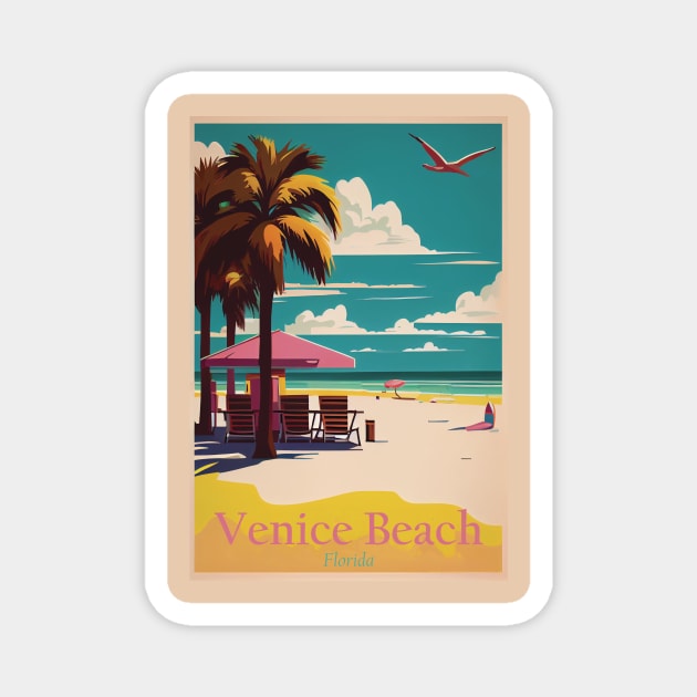 Venice beach, Florida Magnet by GreenMary Design