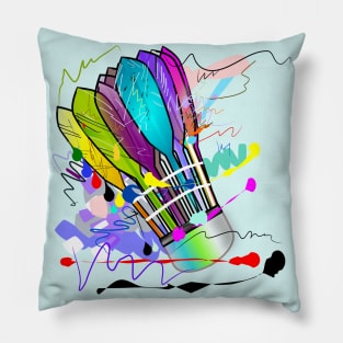 Badminton ball art colorful Pillow