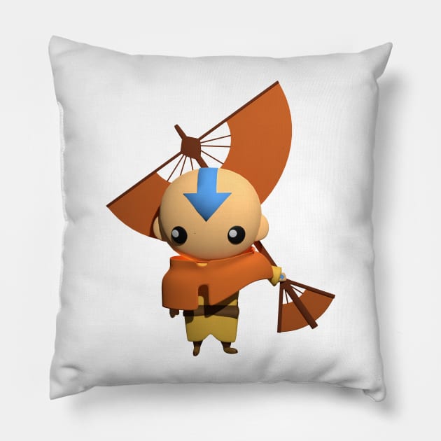 Aang mini figure with his trusty airbender staff Pillow by amithachapa