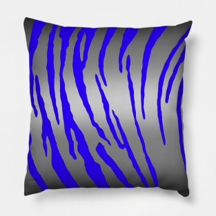 Silver Tiger Stripes Blue Pillow