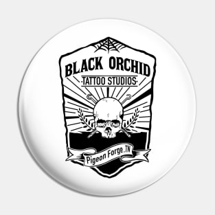 Black orchid skull logo black Pin