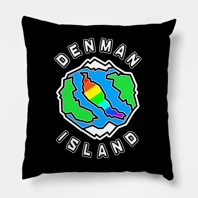 Denman Island on Planet Earth with Rainbow Vibes - Denman Island Pillow by City of Islands