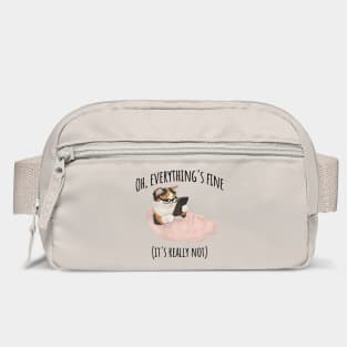 Cute Kitten doom-scrolling "Oh, everything's fine. (It's really not.)" Bag