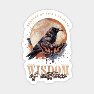 Fullmoon crow and moth, witch, Halloween, black crows, raven, corvid, books, magic, witchcraft, Wicca Magnet