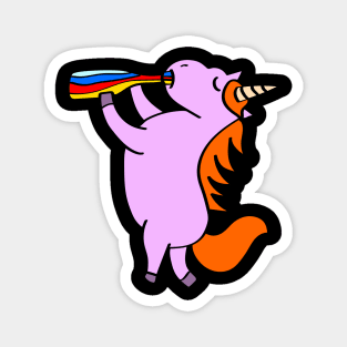 Pink unicorn drinking from the bottle Magnet