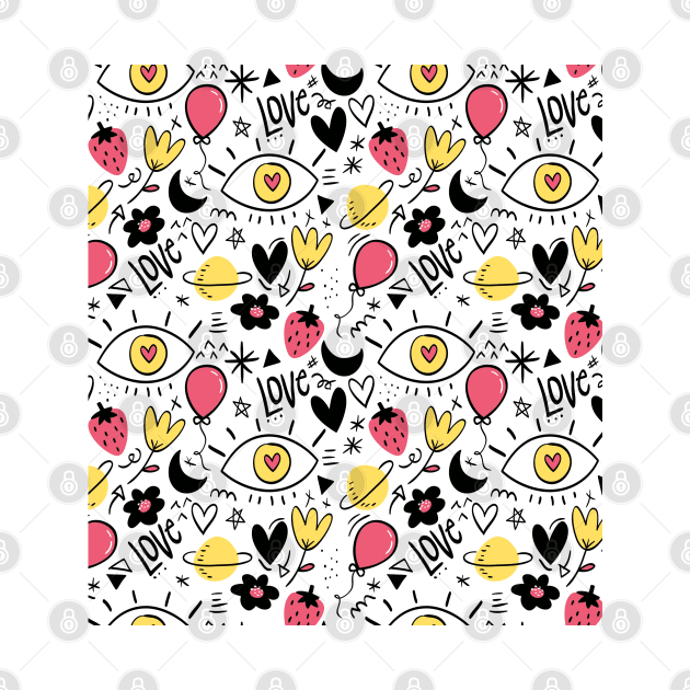 Kid Drawing Arrangement Art Deco Wallpaper Pattern Design by Pattern Plans