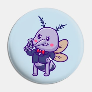 Cute Mosquito Holding Gun Cartoon Pin