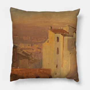 Rooftops, Rome, Italy by Frederic Edwin Church Pillow