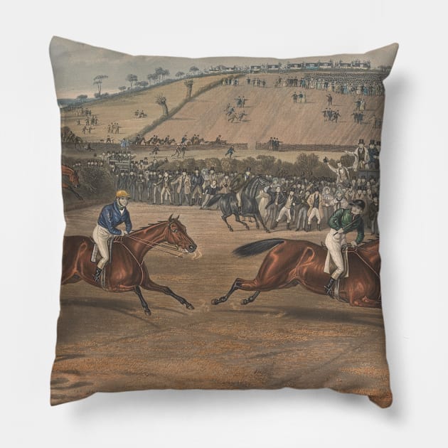 Leamington Grand Steeple Chase - Marqs of Waterford on Monarch by Charles Hunt Pillow by Classic Art Stall