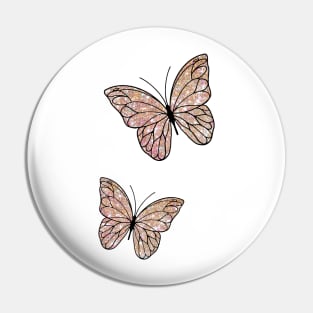 Rose Gold Glitter Butterflies Pin