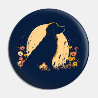 Women's Golden Retriever Lover Dog Owner Wildflower art Pin