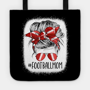 Funny Bleached Football Mom Messy Bun Player Mom Mother's Tote