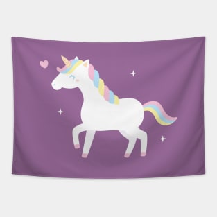 Cute White Unicorn With Pastel Mane Tapestry