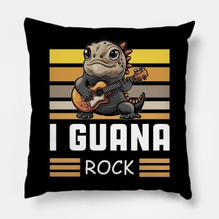 Iguana rock funny pun Pillow