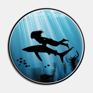 Shark Diver Girl Pin