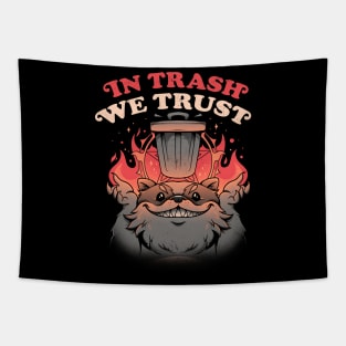 In Trash We Trust - Funny Evil Raccoon Gift Tapestry