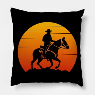 Beautiful Sunset with horse jocky Pillow