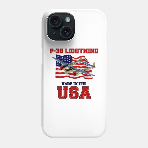 P-38 Lightning Made in the USA Phone Case by MilMerchant