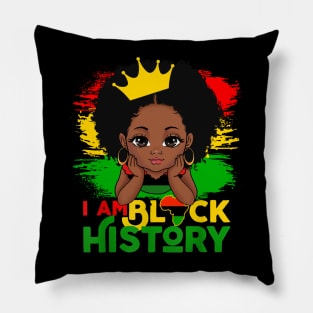 I Am Black History BHM Black Pride Black Melanin Girl Kids Pillow