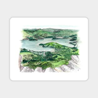 Akaroa from Purple Peak Watercolour Magnet