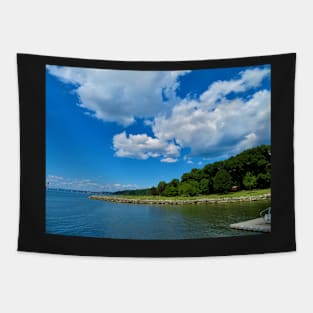 Blue Sky Over The River Tapestry