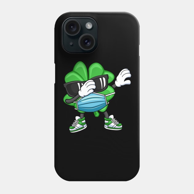 Dabbing Shamrock Face Mask St Patricks Day Phone Case by HCMGift