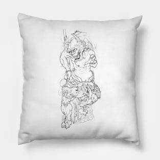 Pencil hand-drawn Oni design Pillow