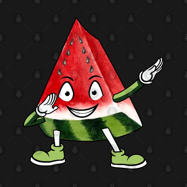 Funny Happy Dabbing Watermelon Wedge National Watermelon Day by merchlovers