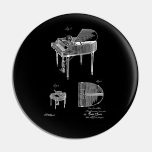 Piano Vintage Patent Drawing Funny Novelty Pin