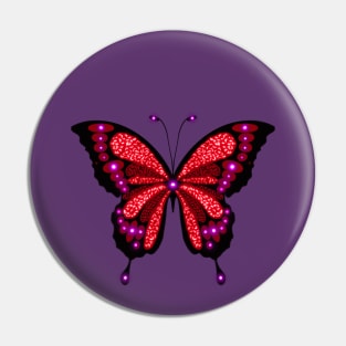 Illuminated Ruby and Garnet Butterfly Pin