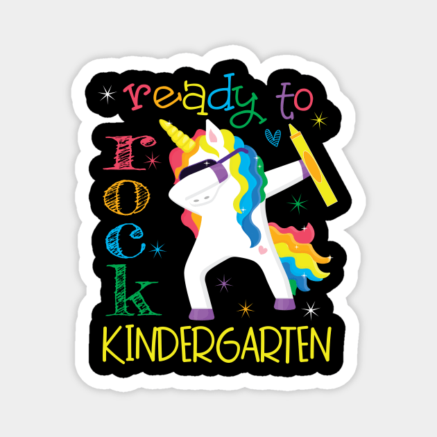 Dabbing Ready To Rock Kindergarten Unicorn 1st Day Of School Magnet by Kimmicsts