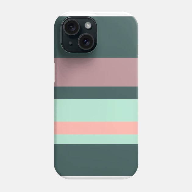 A mild bind of Feldgrau, Magic Mint, Pale Salmon and Grey Pink stripes. Phone Case by Sociable Stripes