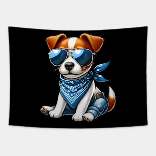 Funny Jack Russell Terrier with Sunglasses Tapestry