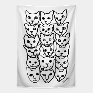 Cats Stacked (black version) Tapestry