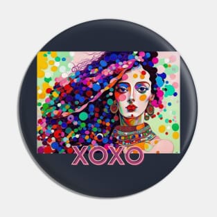 XOXO (kisses and hugs) woman long hair Pin