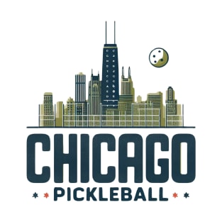 Pickleball Chicago Skyline Design T-Shirt