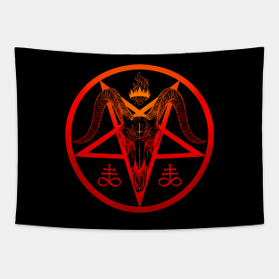 Baphomet pentagram. Goat skull Tapestry