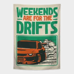 Weekends Are For The Drifts - Aesthetic Drift Racer Tapestry