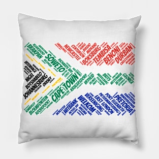 South Africa Flag with City Names Word Art Pillow