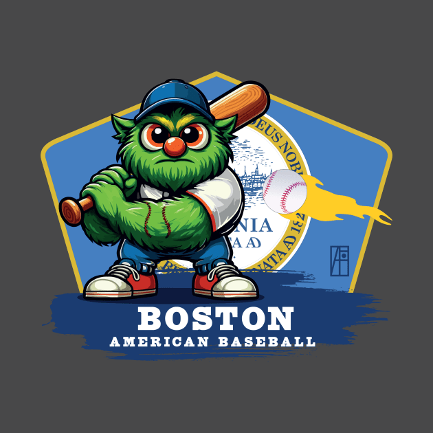 USA - American BASEBALL - Boston - Baseball mascot - Boston baseball by ArtProjectShop