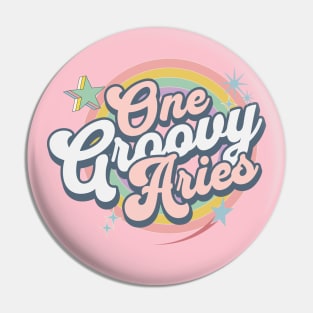 One Groovy Aries Cute Retro Design in Pastel Colors Pin