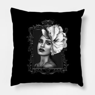 White flower Ladies Fine Art HomeDecor Wall Art Digital Prints Artwork Illustration Fine Pillow