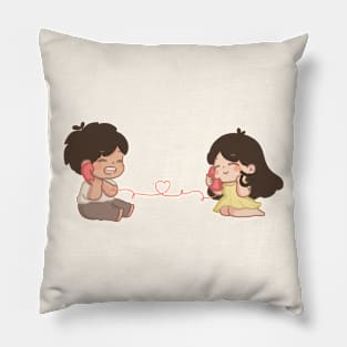 Chibi couple on a phone call Pillow