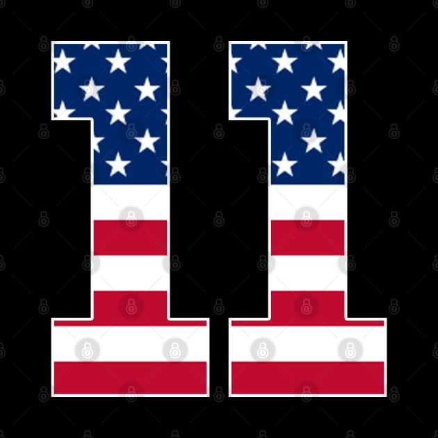 Number 11 American Flag Sports by Shariss