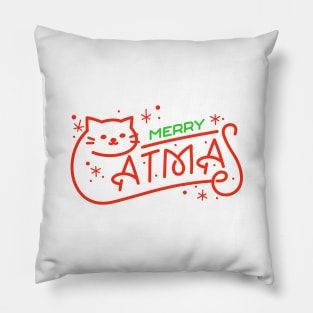 Merry Catmas Typography Pillow