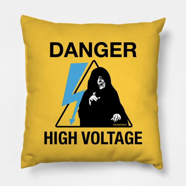 Danger High Voltage Pillow by zacktastic