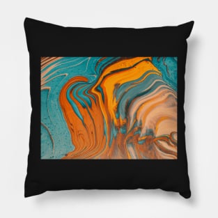 Blue and Orange Waves Pillow