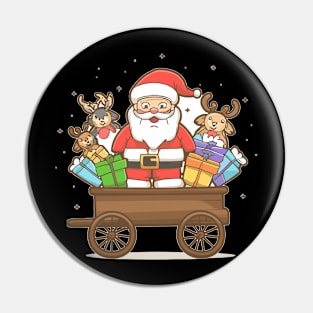 Santa clous on a cart with gifts and deer Pin