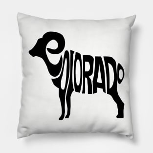 Colorado Big Horn Goat (Black) Pillow