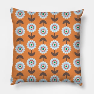 Orange Floral Pattern Pillow